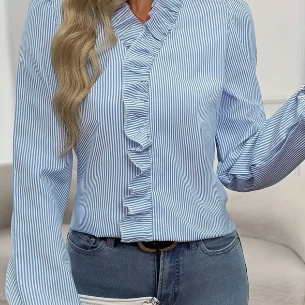Blue Striped Women's Top - Picture 10 of 13